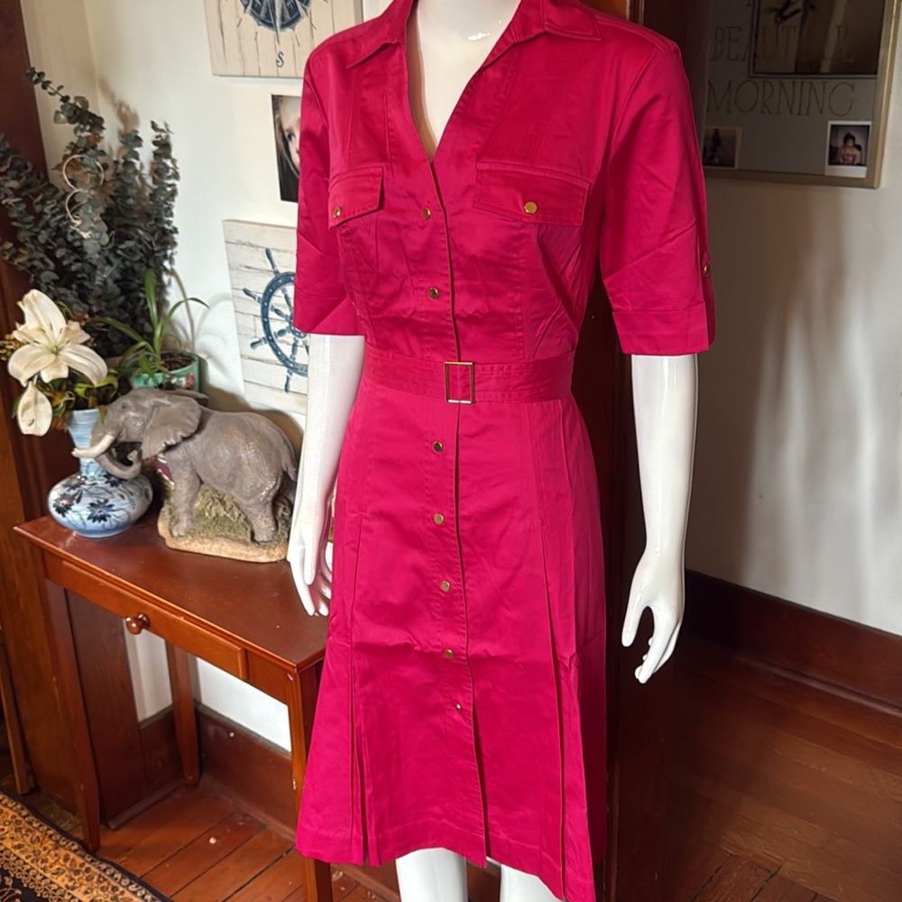 NWT jones Ny size 6 Pink Button-Down Belted Dress